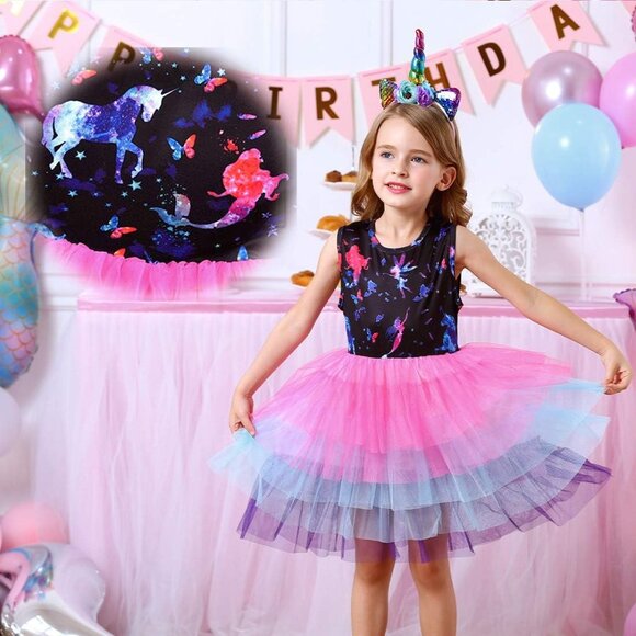🆕Girl Summer Tutu Party Dress Ash4593mutil Cotton Wedding Birthday Short Sleeve - Picture 3 of 6